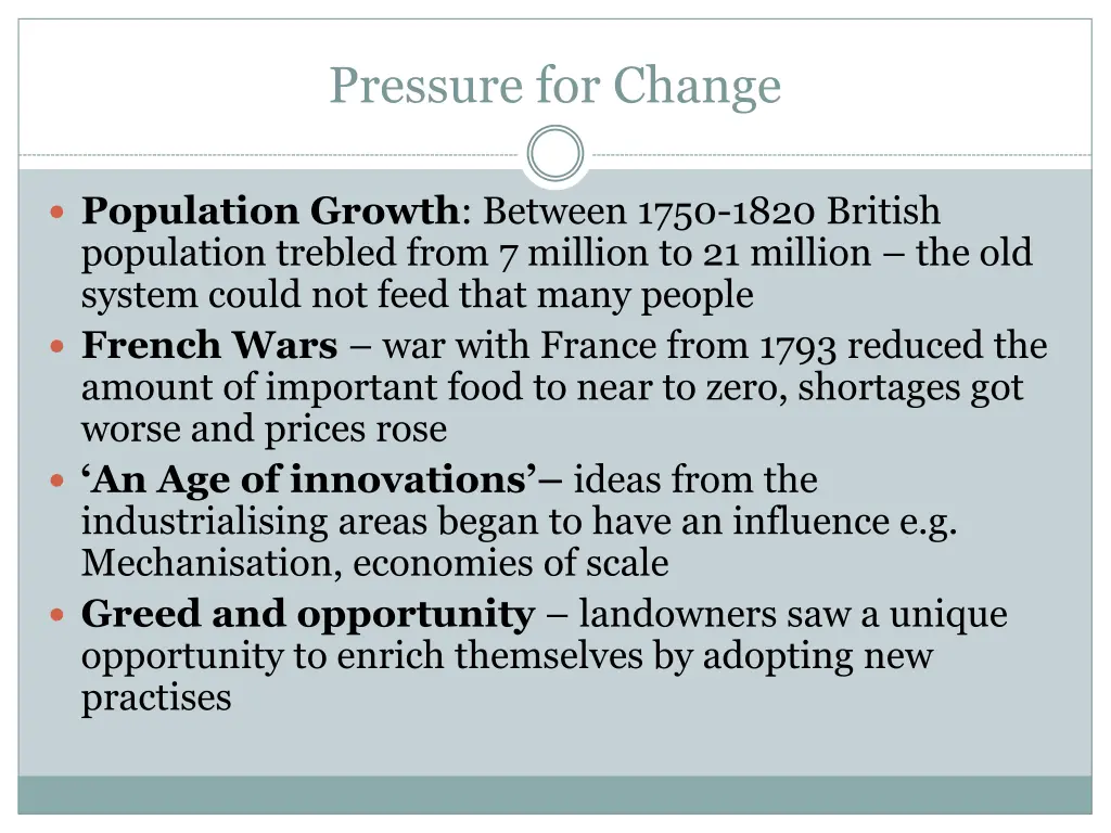 pressure for change