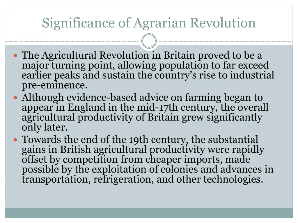 significance of agrarian revolution