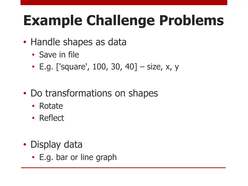 example challenge problems