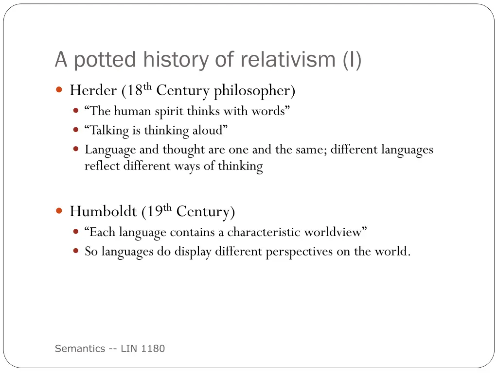 a potted history of relativism i