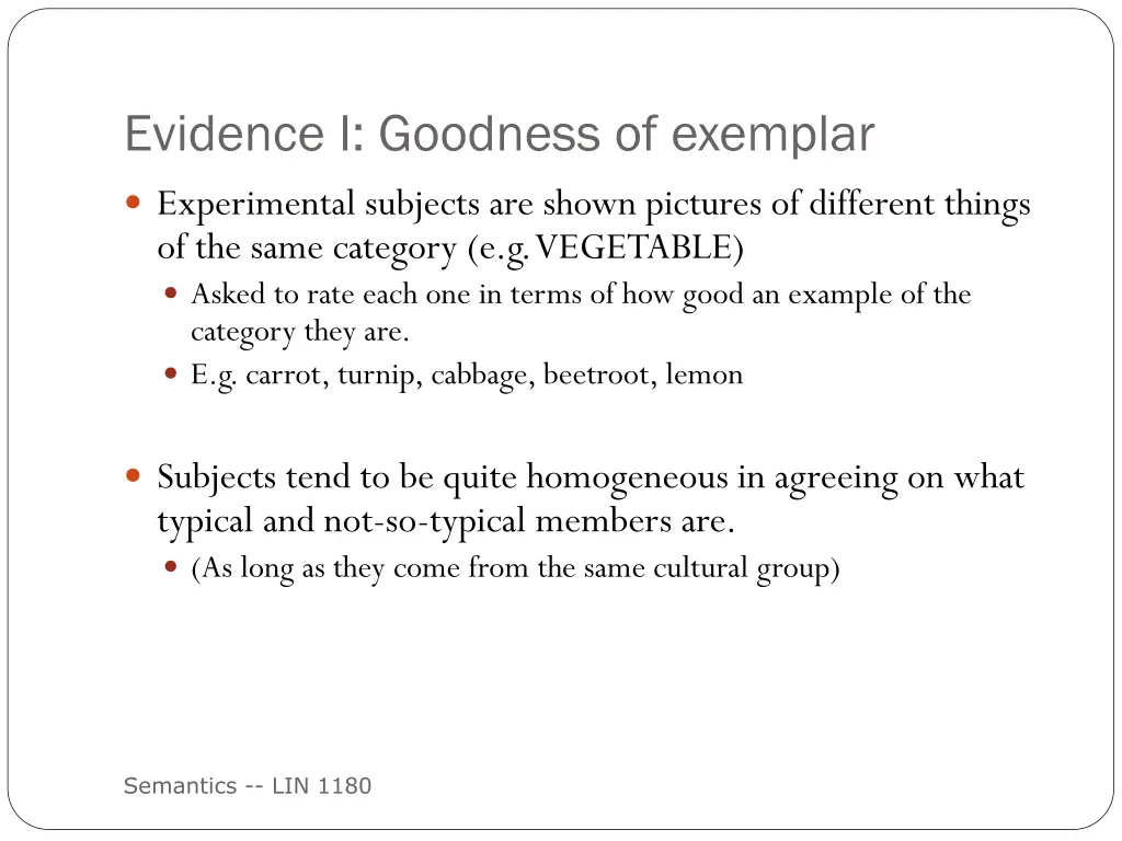 evidence i goodness of exemplar