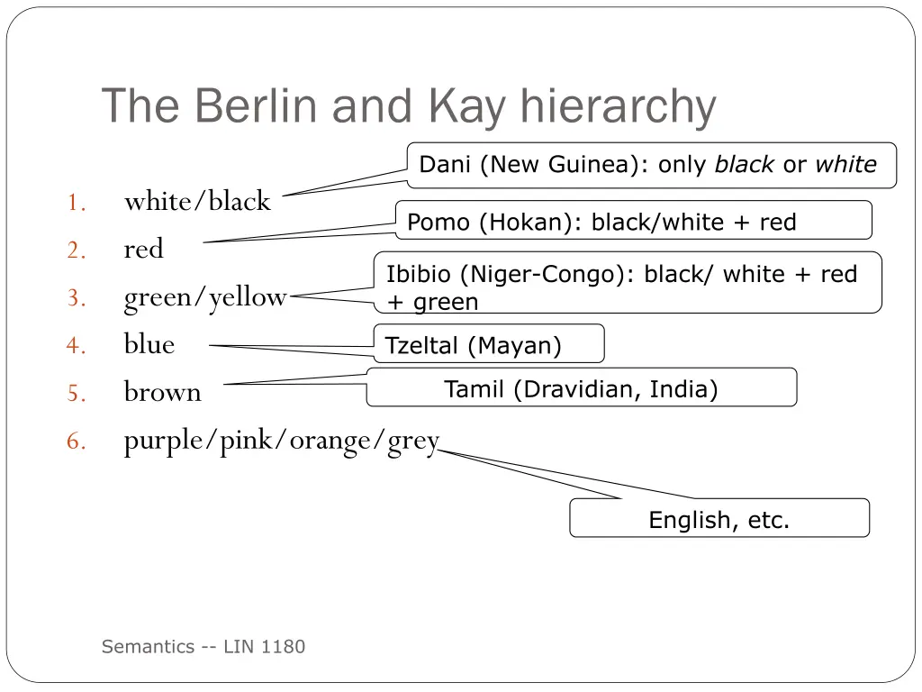 the berlin and kay hierarchy