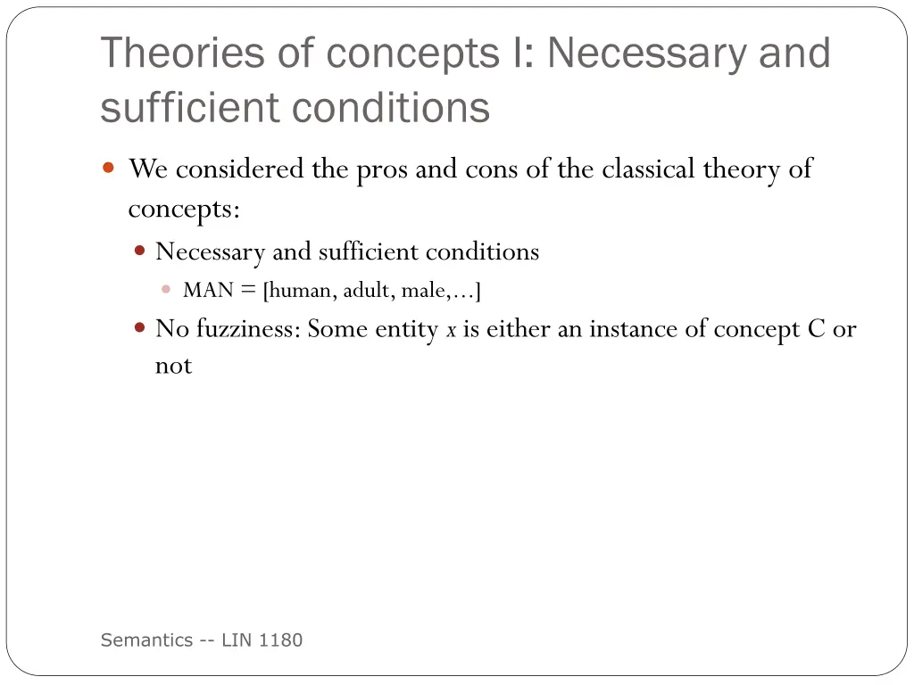 theories of concepts i necessary and sufficient