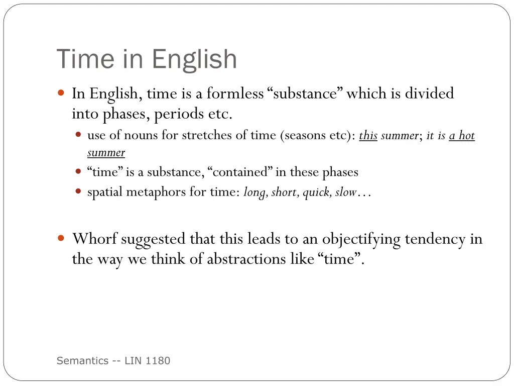 time in english