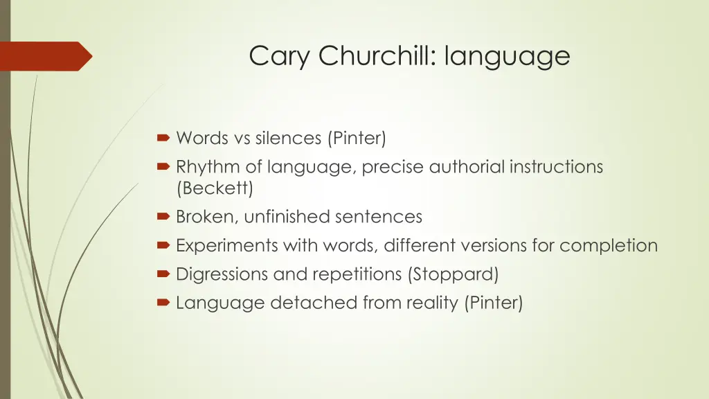 cary churchill language