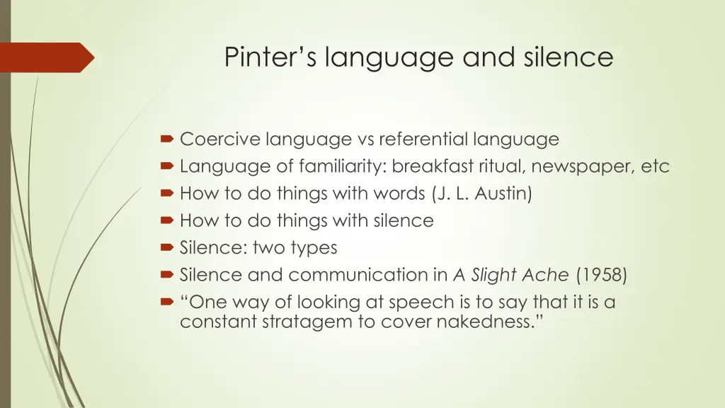 pinter s language and silence