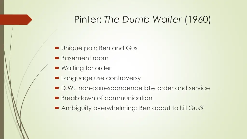 pinter the dumb waiter 1960