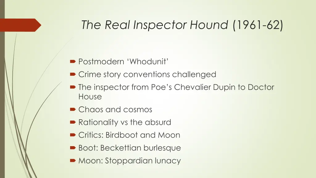 the real inspector hound 1961 62