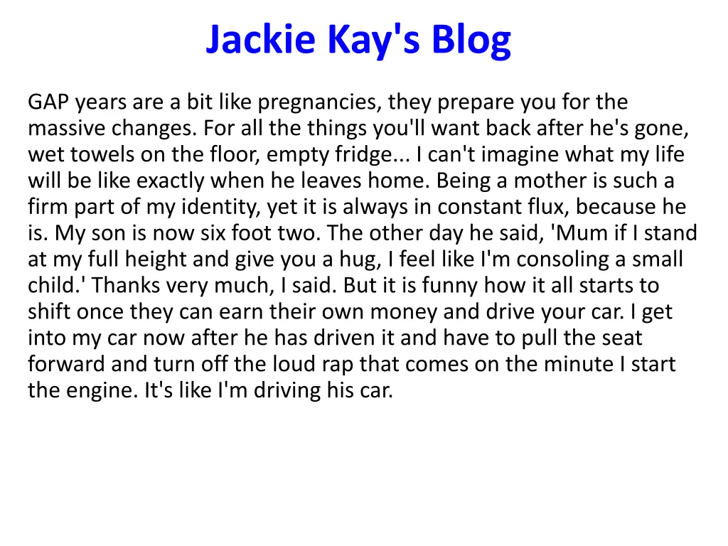 jackie kay s blog 1