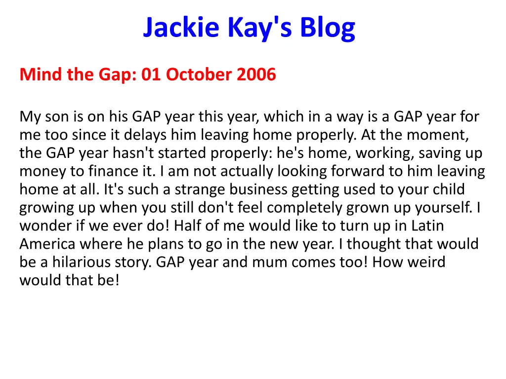 jackie kay s blog