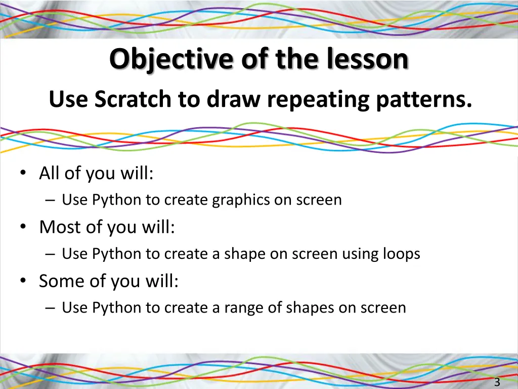 objective of the lesson use scratch to draw