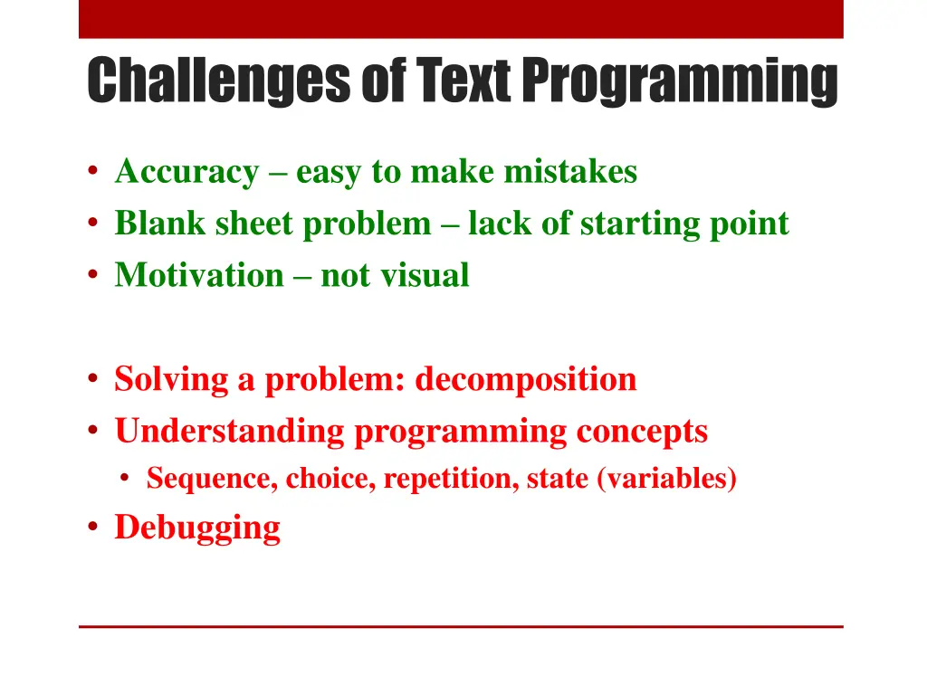 challenges of text programming