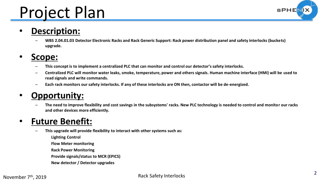 project plan description wbs 2 04 01 03 detector