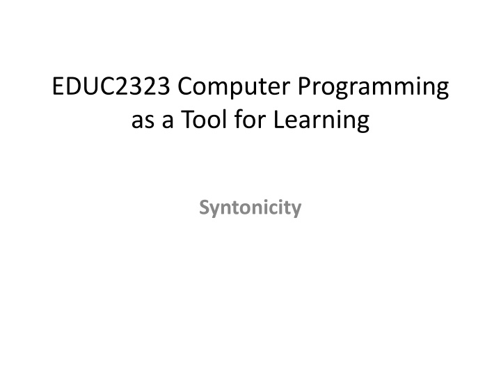 educ2323 computer programming as a tool