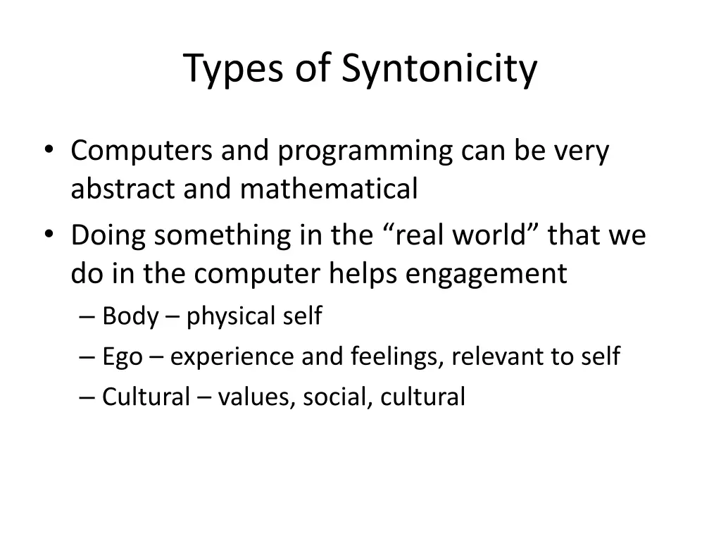 types of syntonicity