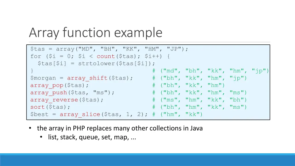 array function example