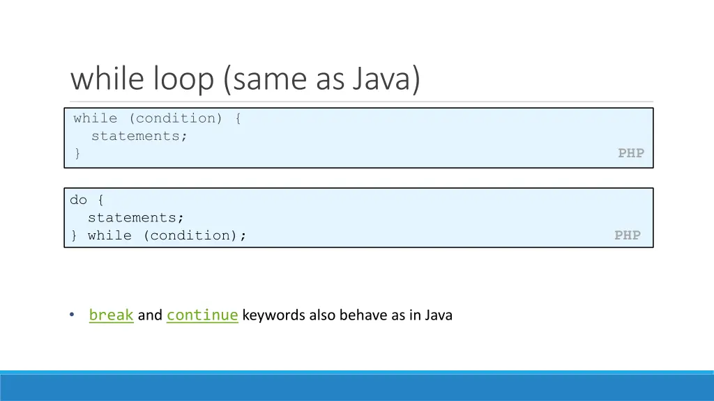 while loop same as java