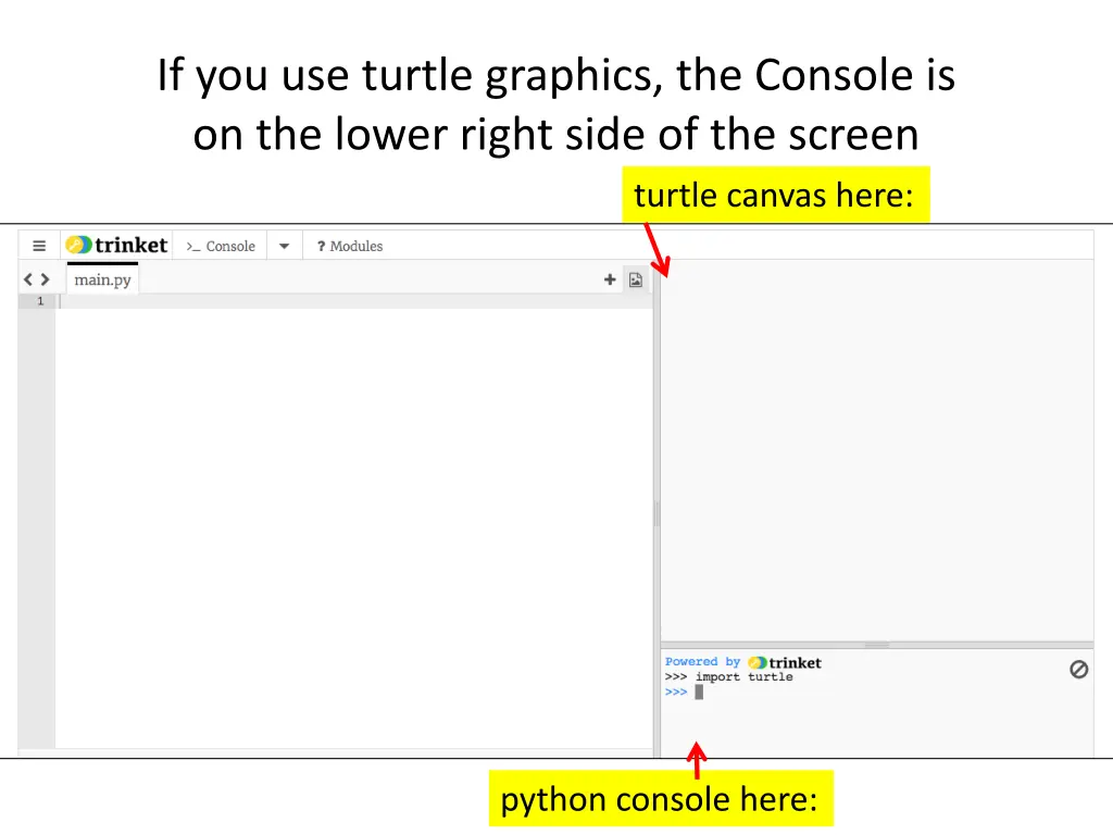 if you use turtle graphics the console