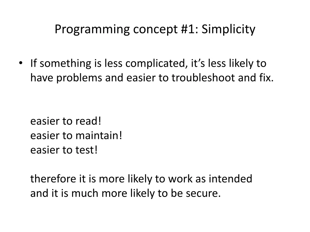 programming concept 1 simplicity