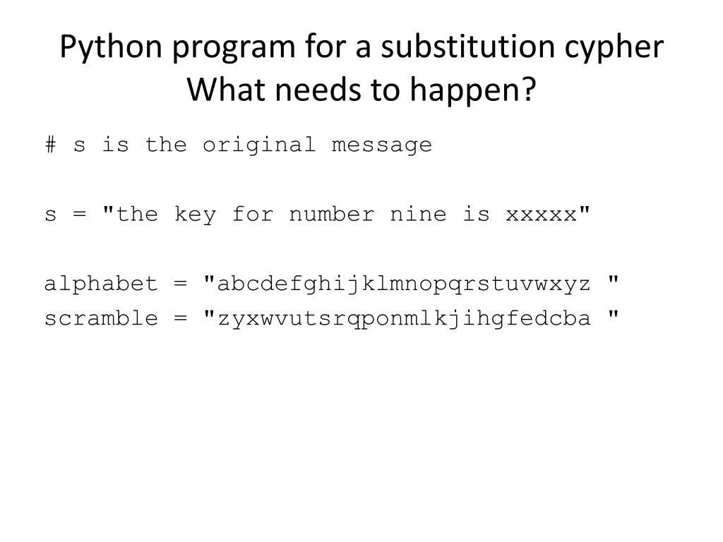 python program for a substitution cypher what