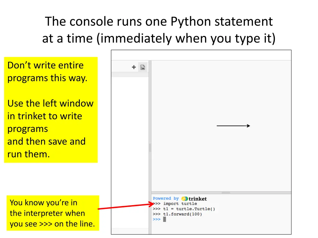 the console runs one python statement at a time 1