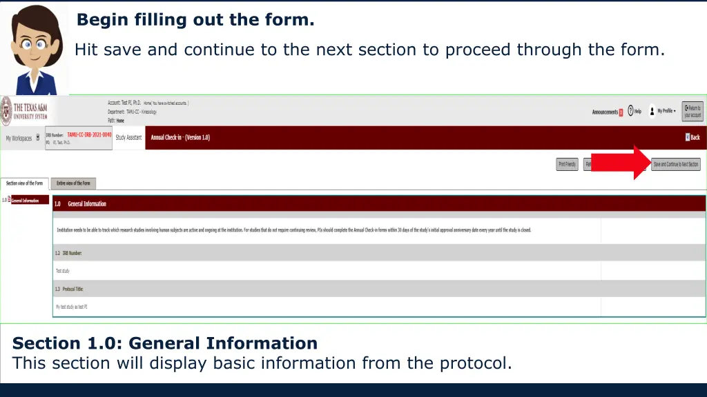 begin filling out the form