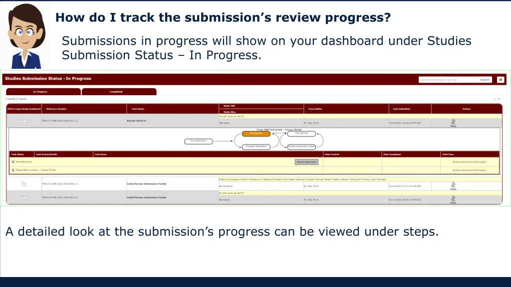 how do i track the submission s review progress