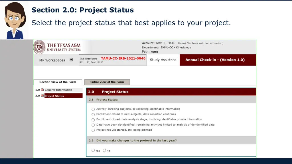 section 2 0 project status