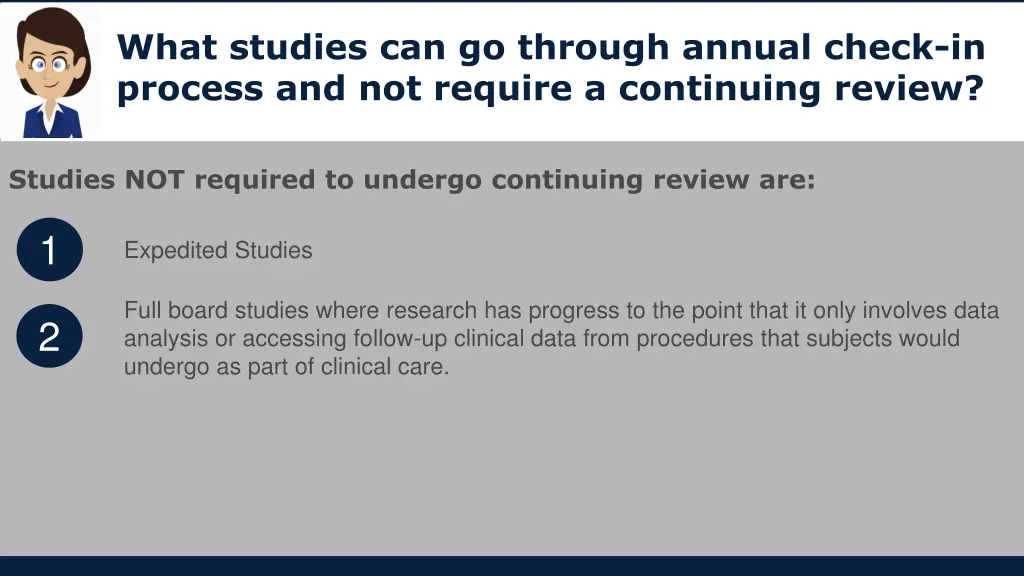 what studies can go through annual check