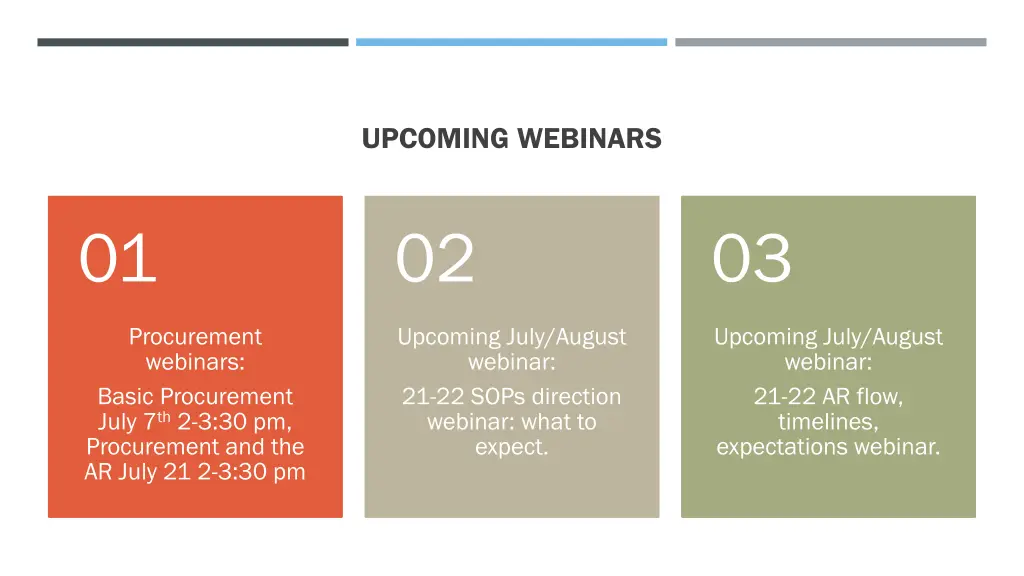 upcoming webinars