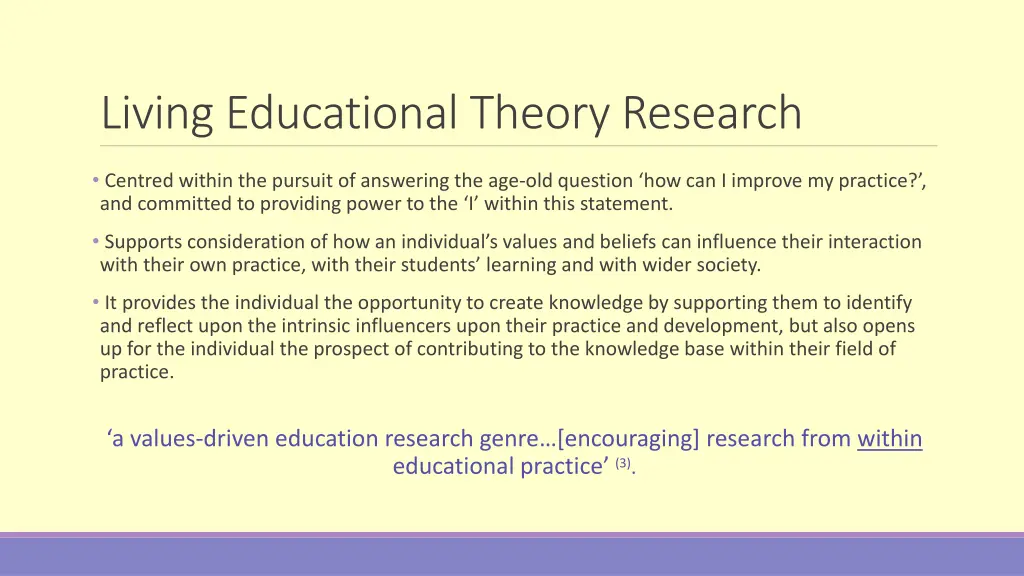 living educational theory research