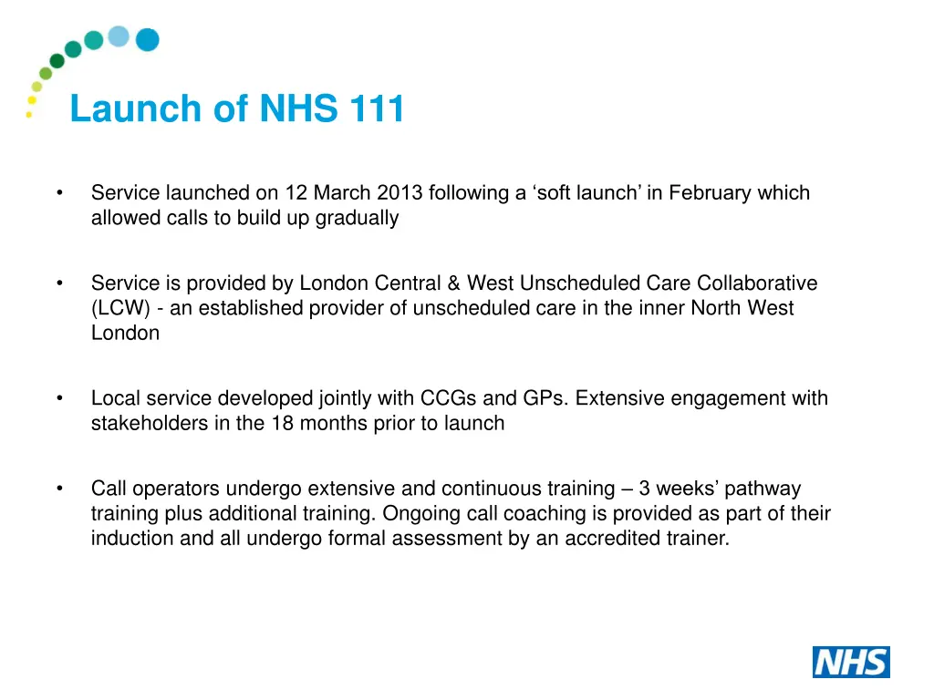 launch of nhs 111