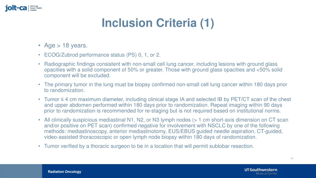 inclusion criteria 1