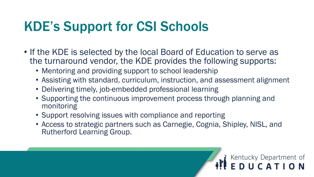 kde s support for csi schools