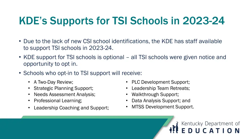 kde s supports for tsi schools in 2023 24