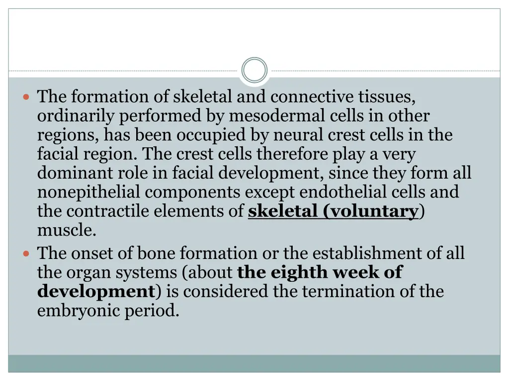 the formation of skeletal and connective tissues