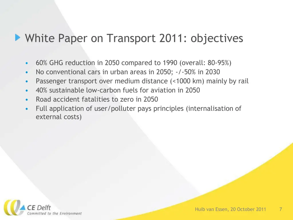 white paper on transport 2011 objectives