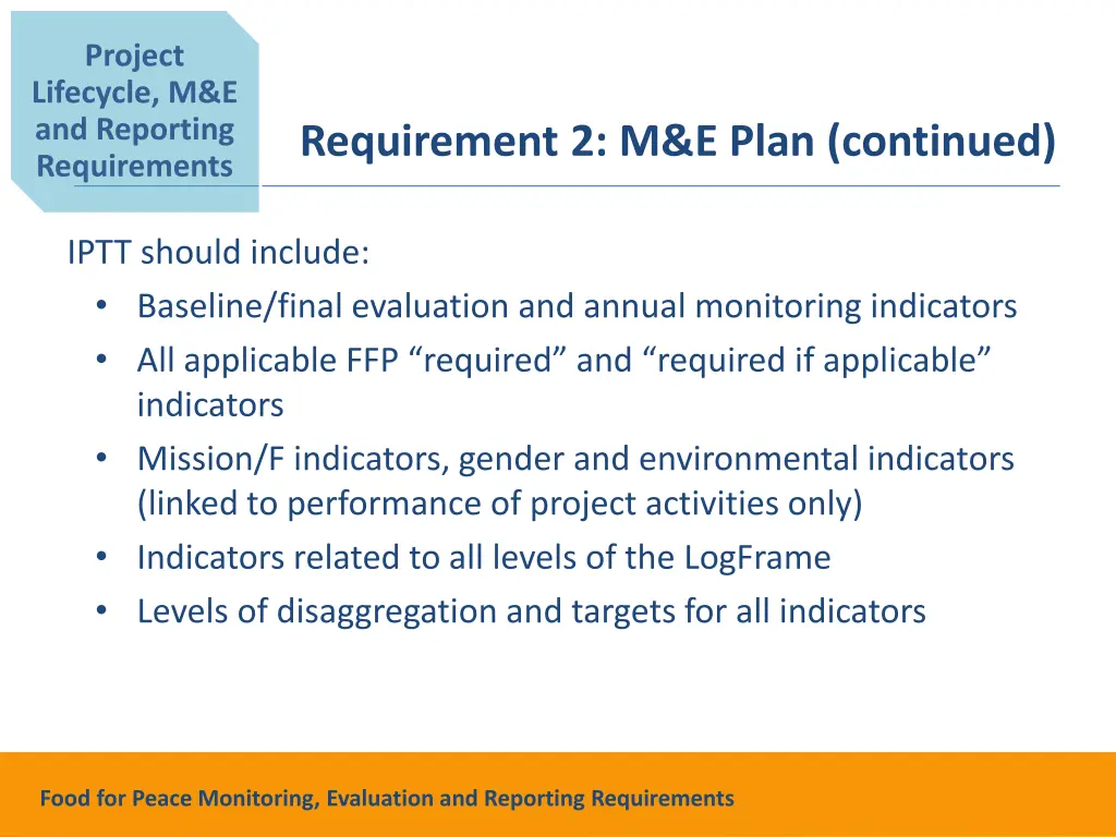 project lifecycle m e and reporting requirements 4