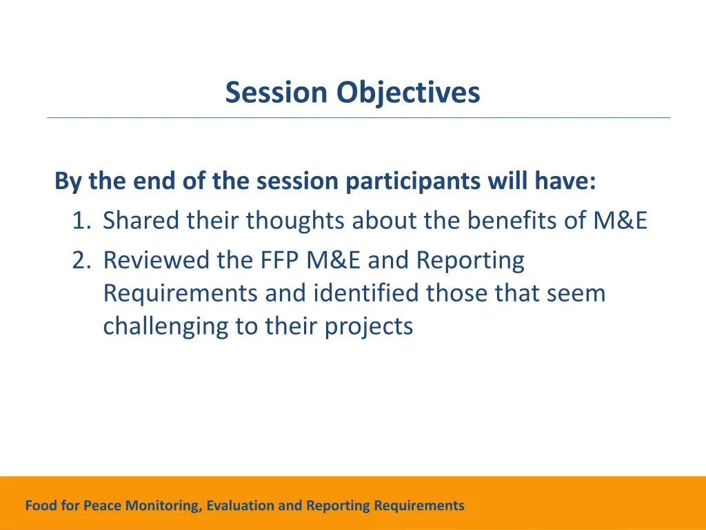 session objectives