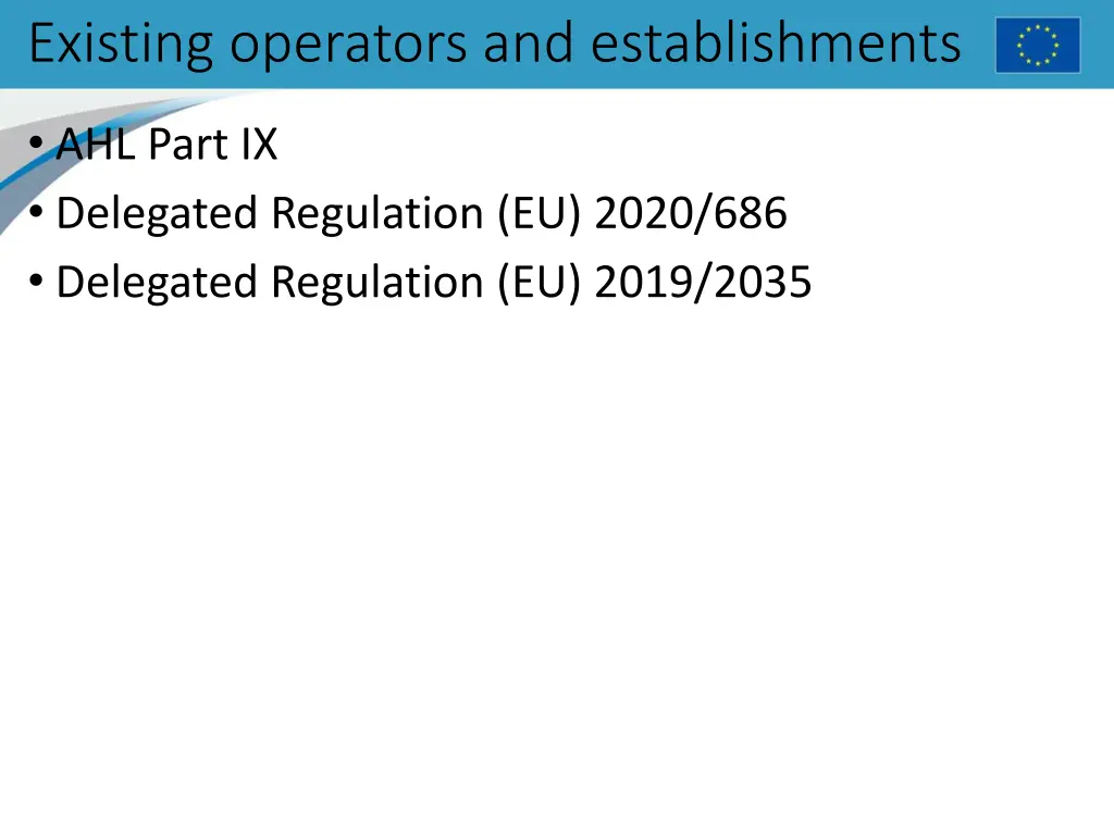 existing operators and establishments