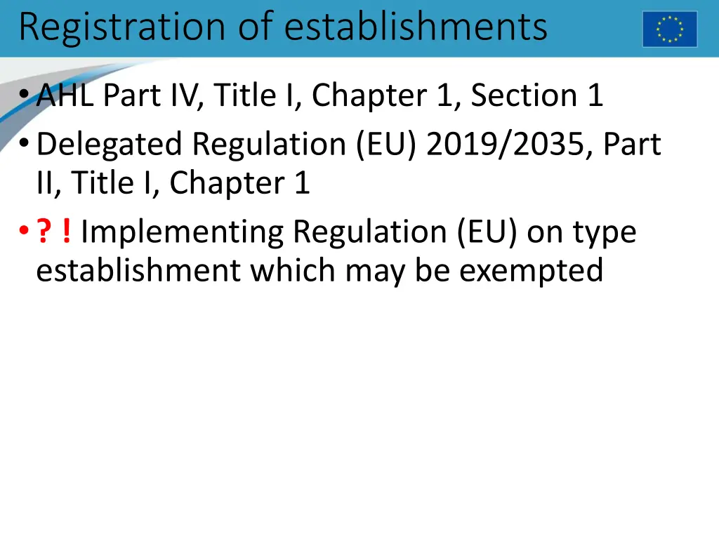 registration of establishments