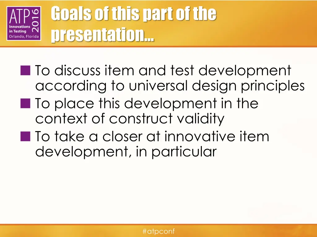 goals of this part of the presentation 1