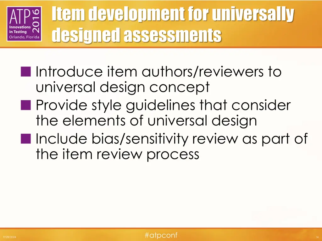 item development for universally designed