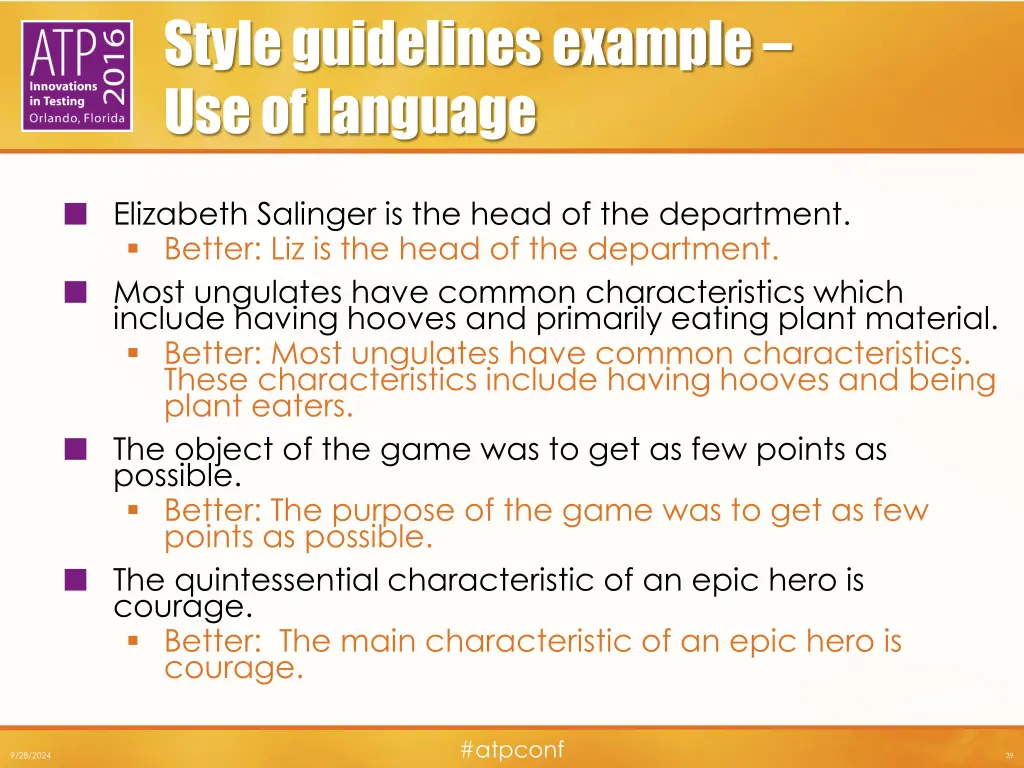 style guidelines example use of language