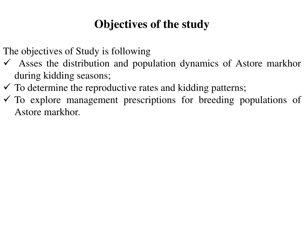 objectives of the study