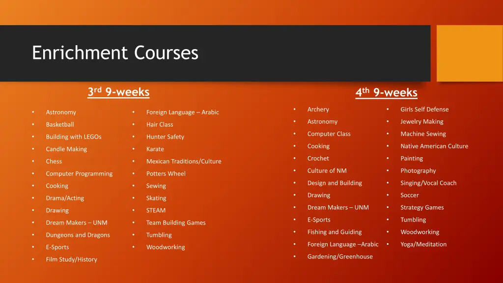 enrichment courses