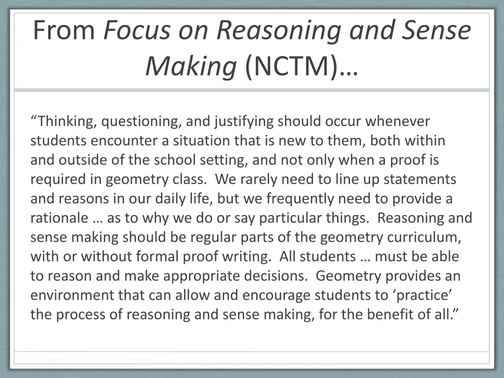 from focus on reasoning and sense making nctm