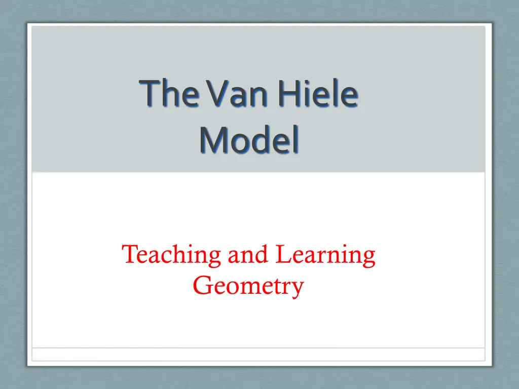 the van hiele model