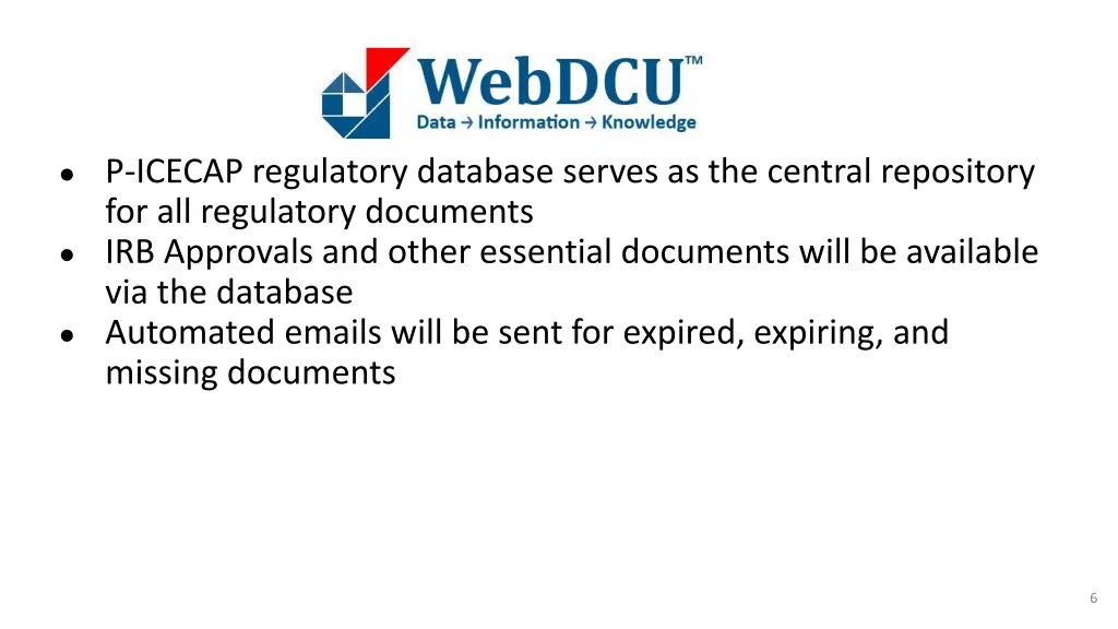 p icecap regulatory database serves