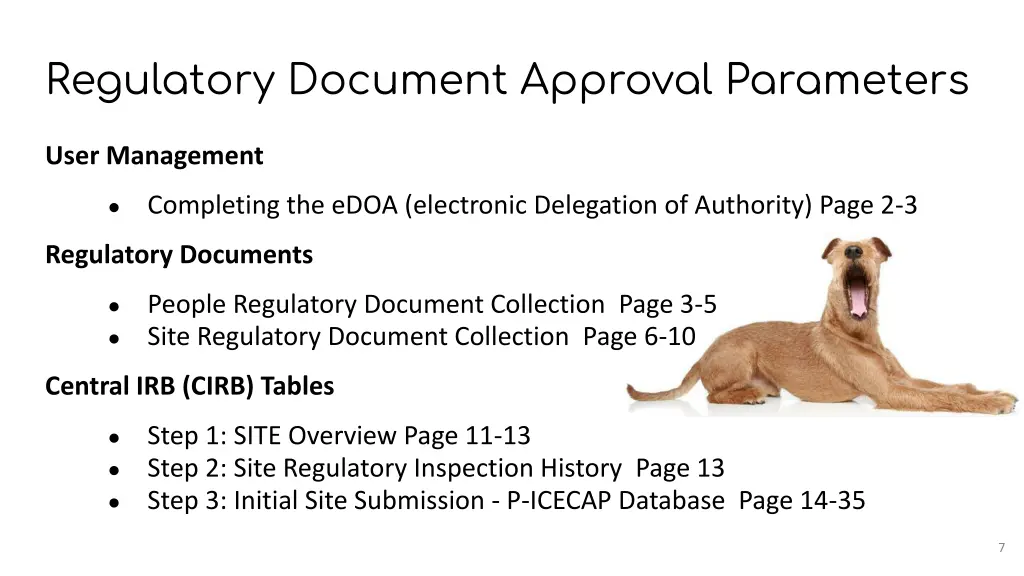 regulatory document approval parameters